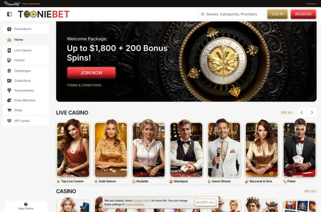 tooniebet home page